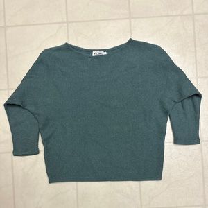 THE RESET R Label Ribbed Dolman Sleeve Pullover Boat Neck Sweater size XS TEAL